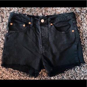 Levi 501 black jean shorts